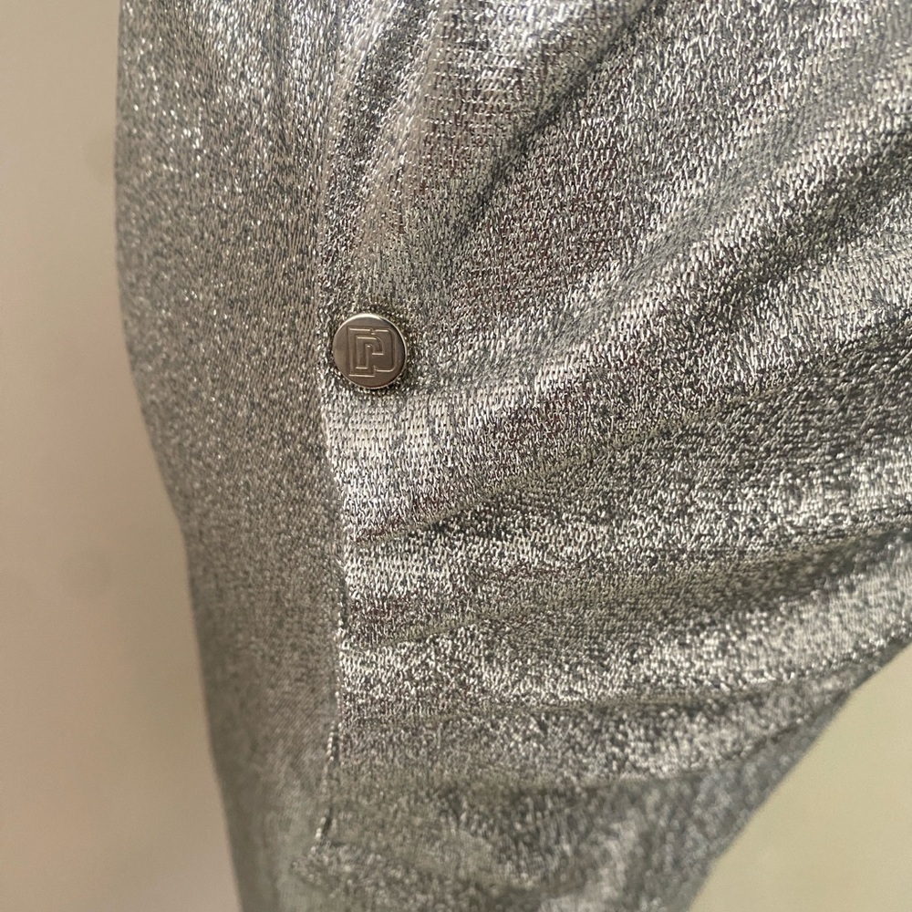 Paco Rabanne Metallic Silver Asymmetrical Ruched Dress - Picture 5 of 10